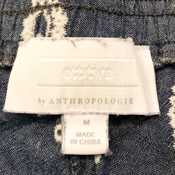 Anthropologie Blue chambray embroidered shorts MED - Picture 5 of 6